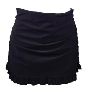 Assets by SPANX Sara Blakely Black Ruffle Hem Poolside Party Swim Skort L